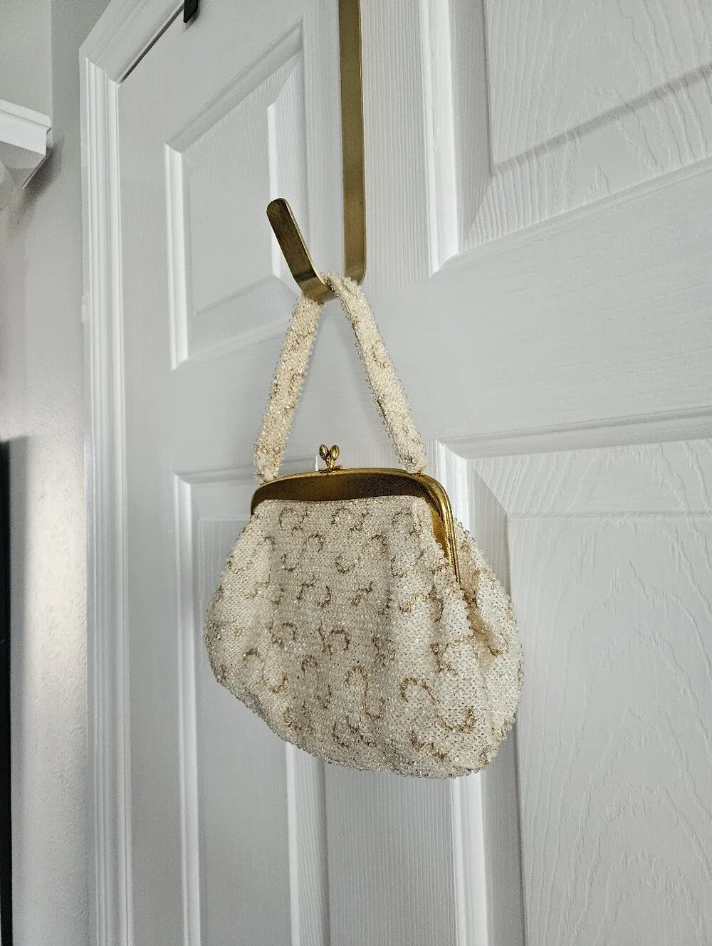 Vintage 40s Corde By Lumured Beaded Evening Bag Purse With Kisslock Closure - Picture 3 of 11